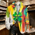 thumbnail image 1 of Handshe Men's Casual Jacket with St. Patrick's Print, Long Sleeve, Lapel Collar and Double Button Closure for Daily Use and Holiday Events, 1 of 5