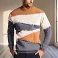thumbnail image 1 of Handshe Men's Casual Knit Sweater Long Sleeve Crew Neck Colorblock Cable Knit Stretchy Elastic Fall Fashion Base Layer, 1 of 8