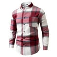 thumbnail image 1 of Handshe Men's Casual Long Sleeve Shirt, Stylish Loose-Fit Plaid Button-Down with Flap Collar and Functional Pockets, Suitable for Casual Outfits and Daily Wear, 1 of 7