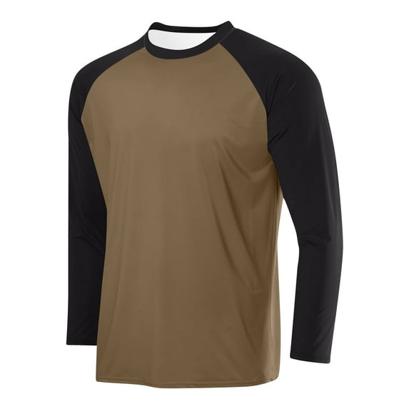 Handshe Men's Casual Long Sleeve Shirts, Solid Color Raglan Sleeve, Breathable Mesh Shirts for Gym, Outdoor and Daily Wear