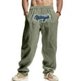thumbnail image 1 of Handshe Men's Casual Loose Fit Sweatpants with Embroidered Pockets Drawstring Elastic Waistband Solid Color Design,Plus Size, 1 of 9