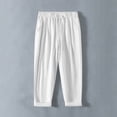 thumbnail image 1 of Handshe Men's Casual Pants with Drawstring Pockets Elastic Waist Solid Color Relaxed Fit, 1 of 4