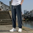 thumbnail image 1 of Handshe Men's Casual Pants with Drawstring Pockets & Elastic Waistband, Comfort-Fit Relaxed Outdoor Trousers, 1 of 8