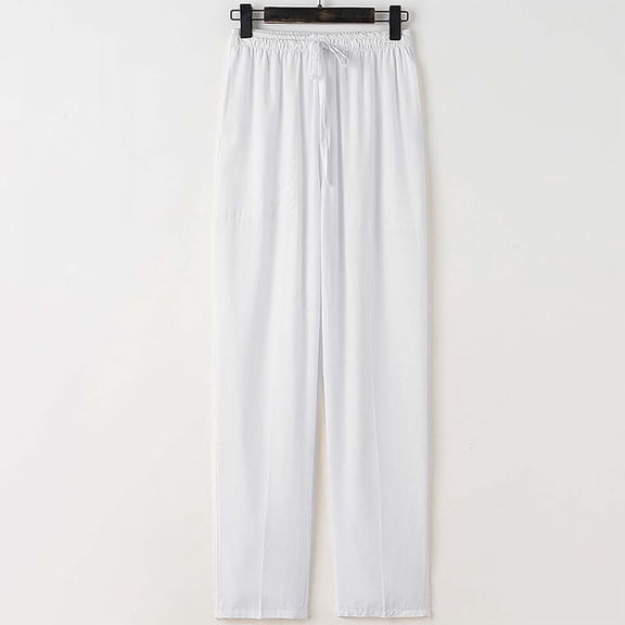 Handshe Men's Casual Pants with Drawstring Pockets and Elastic Waist Comfortable Daily Wear Casual Bottoms,Plus Size