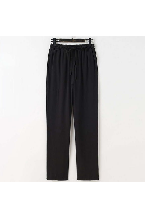 Men's Casual Pants with Drawstring Pockets and Elastic Waist Comfortable Daily Wear Casual Bottoms,Plus Size