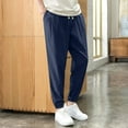 thumbnail image 1 of Handshe Men's Casual Relaxed-Fit Pants with Drawstring Pockets and Elastic Waistband, Tapered Cuffs for Outdoor Leisure Comfort, 1 of 5