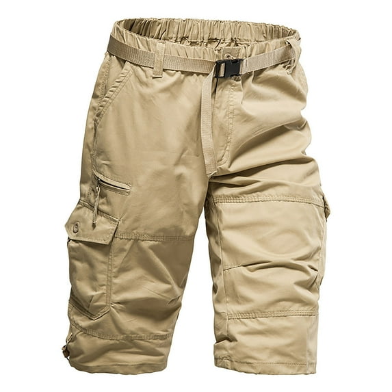 Handshe Men's Casual Shorts Loose Straight-Leg Cotton Breathable Durable Outdoor Short Pants