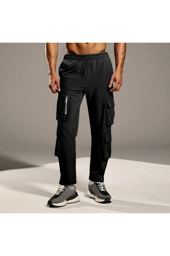 Men's Casual Solid Color Drawstring Elastic Waist Pants Comfortable Fashionable Daily Wear,Plus Size