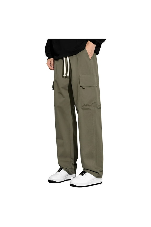 Men's Casual Solid Color Drawstring Elastic Waist Pants Fashionable Comfort Outdoor Lounge Wear,Plus Size