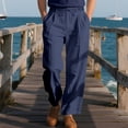 thumbnail image 1 of Handshe Men's Casual Solid Straight-Leg Pants with Elastic Waist & Drawstring Pockets - Breathable Comfort Fit, 1 of 9