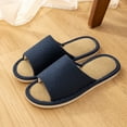 thumbnail image 1 of Handshe Men's Casual Spring Summer Linen Slides – Breathable Flat Sole Indoor Slippers with Soft Arch Support for Home & Indoor Comfort,Plus Size, 1 of 4