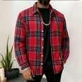 thumbnail image 1 of Handshe Men's Casual Striped Long Sleeve Shirt, Button-Down Collar with Chest Pocket, Fashionable Plaid Design for Daily Wear and Office Casual, 1 of 8