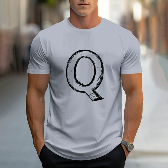 Handshe Men's Casual Summer T-shirt Short Sleeve Letter Print Round Neck Blouse Comfortable Fashionable Apparel