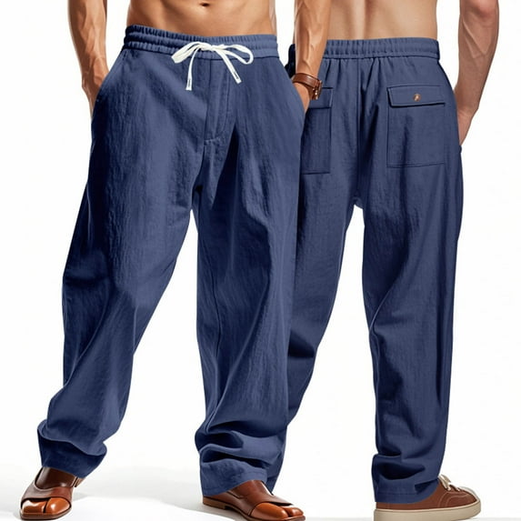 Handshe Men's Casual Work Pants with Relaxed Straight-Leg and High Waist Wide-Leg Design for Outdoor and Daily Use