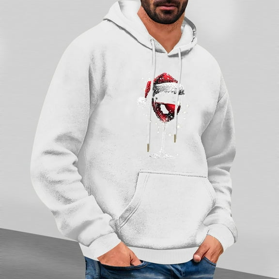 Handshe Men's Christmas Print Hooded Sweatshirt, Pullover, Casual Fit for Holiday Season and Casual Outings