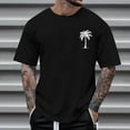 thumbnail image 1 of Handshe Men's Coconut Tree Print T Shirt Casual Round Neck Short Sleeve Top Personality Fashion Summer, 1 of 5
