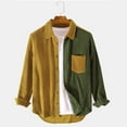 thumbnail image 1 of Handshe Men's Color-Block Corduroy Long Sleeve Button-Up Shirt with Pocket and Collar, Casual Fall Fashion and Outdoor Wear,Plus Size, 1 of 3