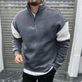 thumbnail image 1 of Handshe Men's Color-Block Mandarin Collar Zip-Up Sweatshirt for Casual, Travel and Daily Use, 1 of 5