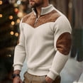 thumbnail image 1 of Handshe Men's Color-blocked Ribbed Pullover with Stand-up Collar and Patchwork Design, Warm Thermal Sweatshirt for Casual Daily Wear, 1 of 8