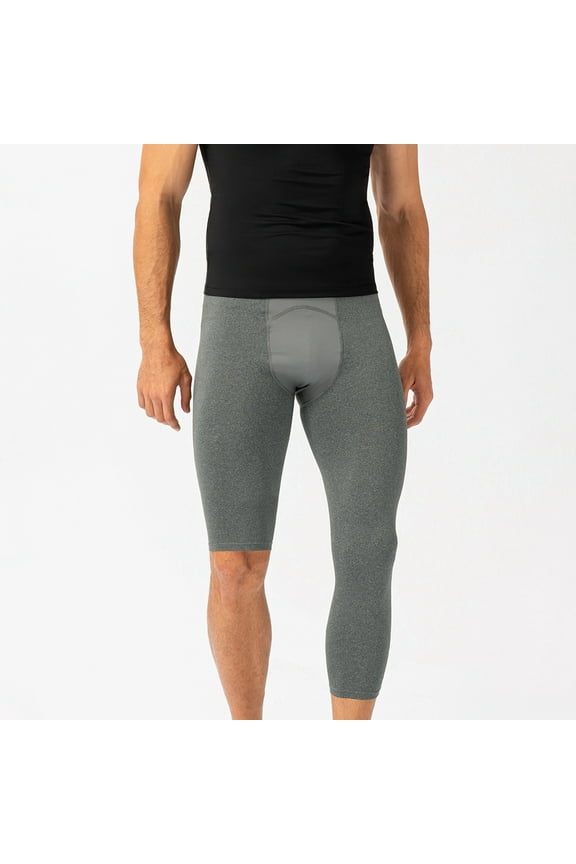 Men's Compression Sport Tights, Single-Leg Design with Elastic Stretch, Quick-Dry Solid Color for Running, Gym Training and Yoga