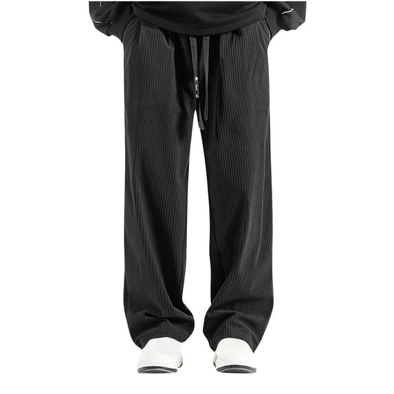 Handshe Men's Corduroy Straight-Leg Pants, Solid Color with Functional Pockets, Durable Comfort for Casual Everyday Wear