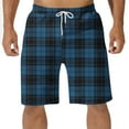 thumbnail image 1 of Handshe Men's Cotton Pyjama Lounge Shorts Checked Button Fly Pyjama Bottoms with Pockets and Elastic Waist Drawstring, 1 of 4