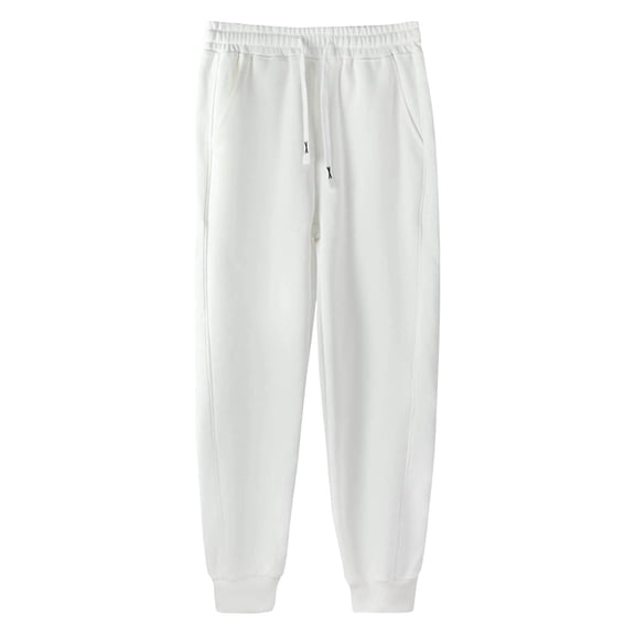 Handshe Men's Cotton Sweatpants, Solid Color Workwear Style with Drawstring Elastic Waist and Cuffed Leg for Casual and Daily Wear