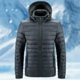 thumbnail image 1 of Handshe Men's Detachable Hood Cotton Jacket, Solid Color Zip-Up Fleece Coat with Winter Warmth, Long Sleeve Outerwear for Cold Weather and Daily Use, 1 of 5