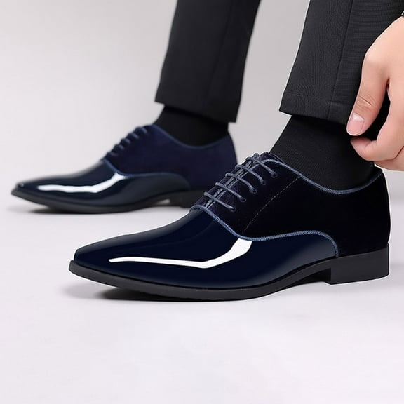 Handshe Men's Fashion Casual Leather Shoes – Summer Solid Color Business Formal Soft Sole Oxfords for Men's Office & Formal Occasions,Plus Size