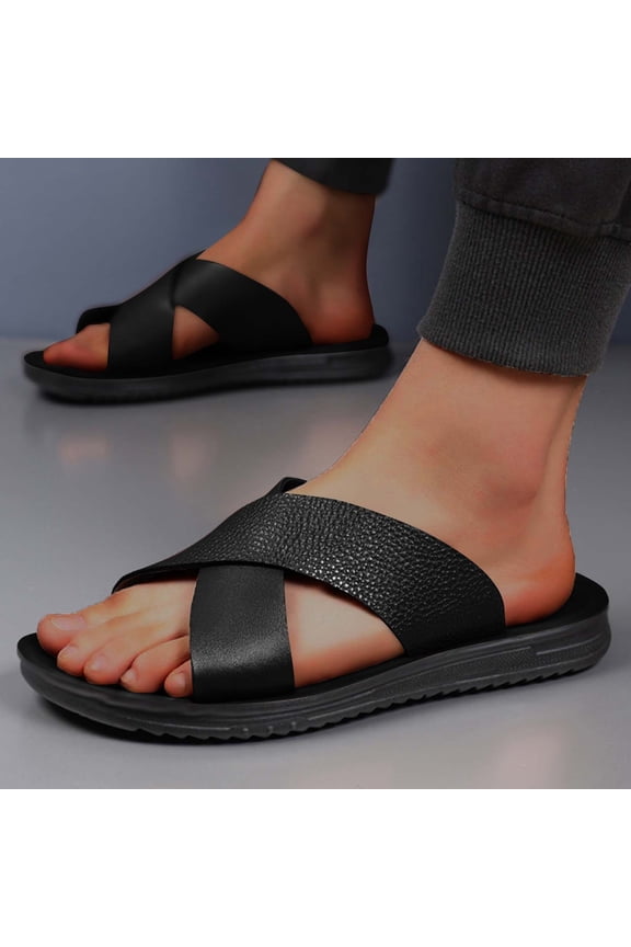 Men's Fashion Casual Open-Toe Sandals – Soft Sole Breathable Slip-On with Trendy Design for Summer Beach Outdoor Slides,Plus Size