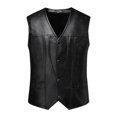 thumbnail image 1 of Handshe Men's Fashion Motorcycle Solid Color Collar Warm Sleeveless Casual Leather Jacket, 1 of 8