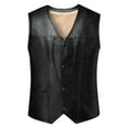 thumbnail image 1 of Handshe Men's Fashion Motorcycle Solid Color Collar Warm Sleeveless Casual Leather Jacket, 1 of 8