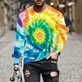 thumbnail image 1 of Handshe Men's Fashion Short & Long Sleeve Round Neck Shirts, Tie-Dye Print Breathable Casual Tops for Outdoor Activities and Daily Wear,Plus Size, 1 of 5