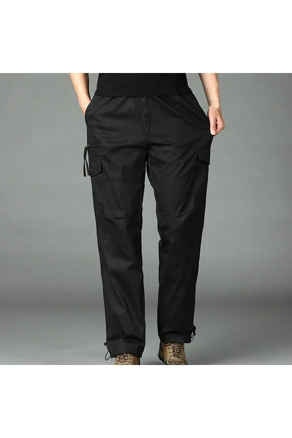 Men's Fashion Solid Color Cargo Pants with Multi-Pockets Casual Everyday Wear,Plus Size