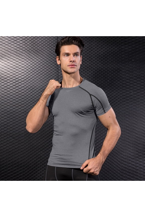 Men's Fitness Sports Stretch Quick - Dry Short - Sleeved Tight T - Shirt for Training & Daily Wear