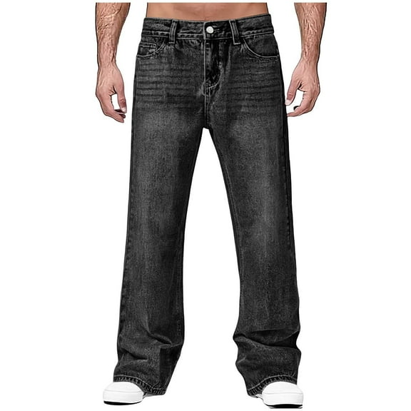 Handshe Men's Flare Jeans, Solid Color for Casual and Daily Wear