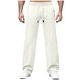 thumbnail image 1 of Handshe Men's Flared Pants, Solid Color with Elastic Waistband and Drawstring, Ice Silk Cooling and Breathable for Casual Wear and Daily Use, 1 of 8