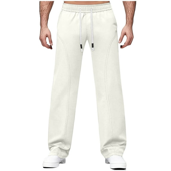Handshe Men's Flared Pants, Solid Color with Elastic Waistband and Drawstring, Ice Silk Cooling and Breathable for Casual Wear and Daily Use