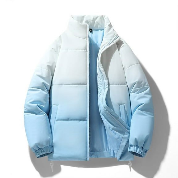 Handshe Men's Fleece Jacket, Thickened Warmth, Long Sleeve Stand Collar with Zipper Front, Cotton Winter Coat for Outdoor and Daily Wear