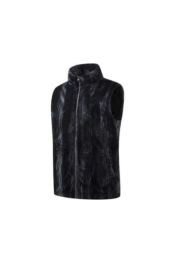 Men's Fleece Vest, Full-Zip Front with Pockets, Lightweight Sleeveless Stand Collar for Casual Outdoor and Daily Wear