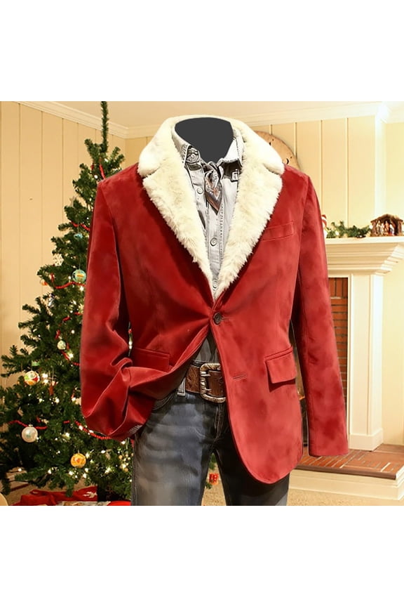 Men's Fleece-lined Blazer, Long Sleeve with Notch Lapel and Button Front, Solid Color Warm Jacket for Office and Daily Wear