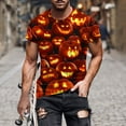 thumbnail image 1 of Handshe Men's Halloween Print Round Neck Short Sleeve T-Shirt - Stylish Top, 1 of 5