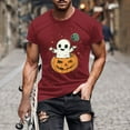 thumbnail image 1 of Handshe Men's Halloween Printed Round Neck Short Sleeve T-Shirt - Casual Fashion Blouse, 1 of 5