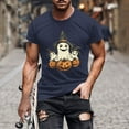 thumbnail image 1 of Handshe Men's Halloween Printed Short Sleeve Round Neck T-Shirt - Casual Fashion Blouse, 1 of 5