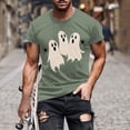 thumbnail image 1 of Handshe Men's Halloween Themed Short Sleeve Round Neck T-Shirt - Fashion Blouse, 1 of 5