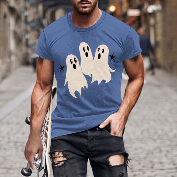 Handshe Men's Halloween Themed Short Sleeve Round Neck T-Shirt - Fashion Blouse