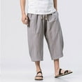 thumbnail image 1 of Handshe Men's Harem Pants Linen Cotton Relaxed Fit Casual Breathable Streetwear, 1 of 7