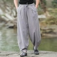 thumbnail image 1 of Handshe Men's Harem Pants with Drop Crotch and Wide Leg Design - Multi-Functional Outdoor Beach Gym Sweatpants with Pockets, 1 of 6