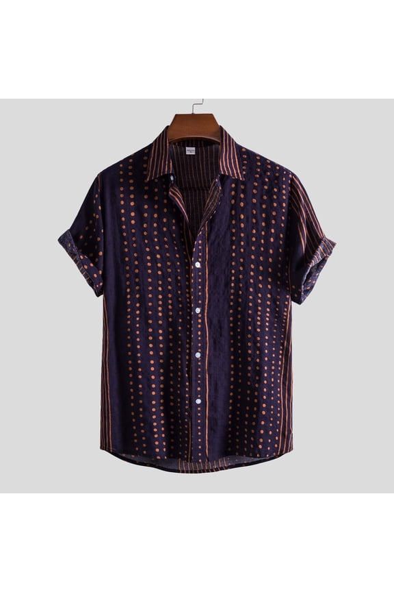 Men's Hawaiian Patchwork Short - Sleeve Beach Casual Shirt