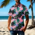 thumbnail image 1 of Handshe Men's Hawaiian Shirt Tops Vintage Short Sleeve Button Down Beach Shirt Male Tropical Floral Summer Pullover Party Holiday, 1 of 5